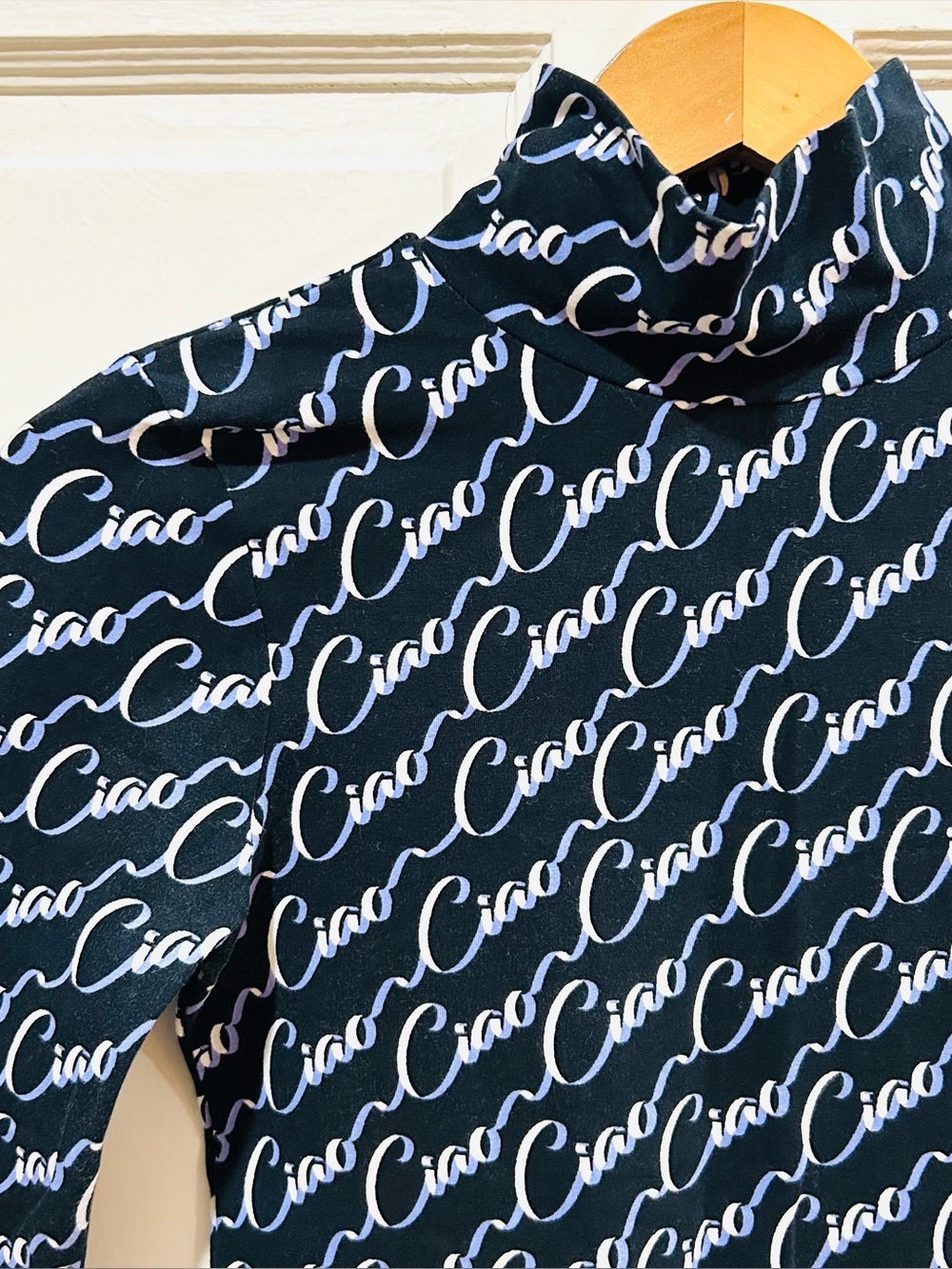 Anthropologie Maeve Ciao Graphic Print Turtleneck Top Preppy Urban Coastal XS - Picture 6 of 9